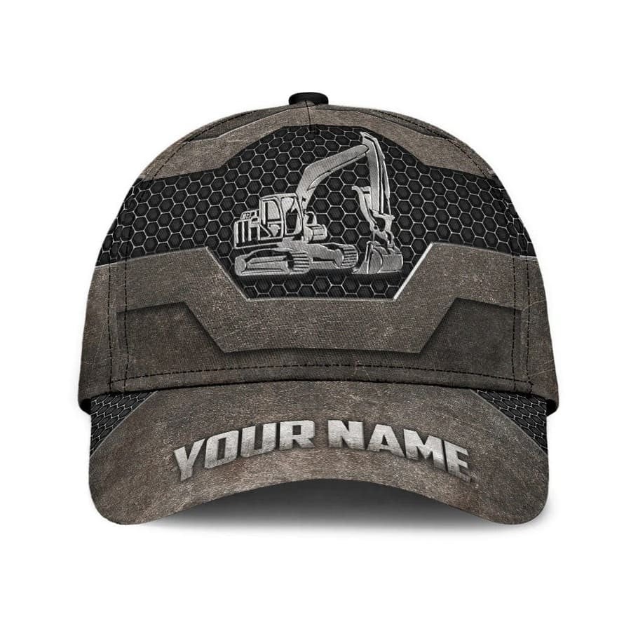 Personalized Excavator Cap for Dad, Husband, Zipper Art Excavator Hats for Men, His Birthday Gift Trucker Hats Custom Hats Gifts For Men & Women