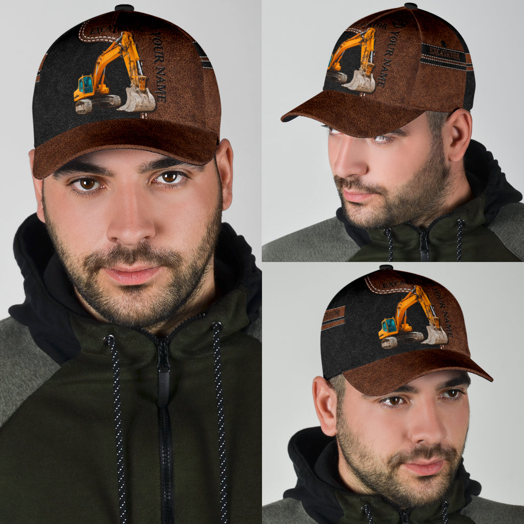 Personalized Excavator Heavy Equipment Baseball Cap Hat, Gift For Excavator Man Trucker Hats Custom Hats Gifts For Men & Women