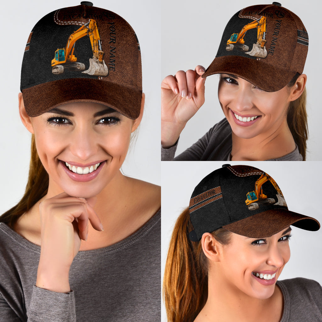Personalized Excavator Heavy Equipment Baseball Cap Hat, Gift For Excavator Man Trucker Hats Custom Hats Gifts For Men & Women