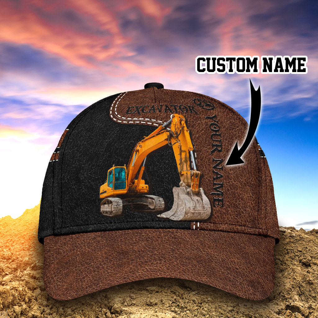 Personalized Excavator Heavy Equipment Baseball Cap Hat, Gift For Excavator Man Trucker Hats Custom Hats Gifts For Men & Women