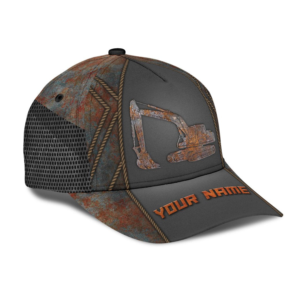 Personalized Excavator Heavy Equipment Cap, Baseball 3D All Over Printed Excavator Hat Cap Trucker Hats Custom Hats Gifts For Men & Women