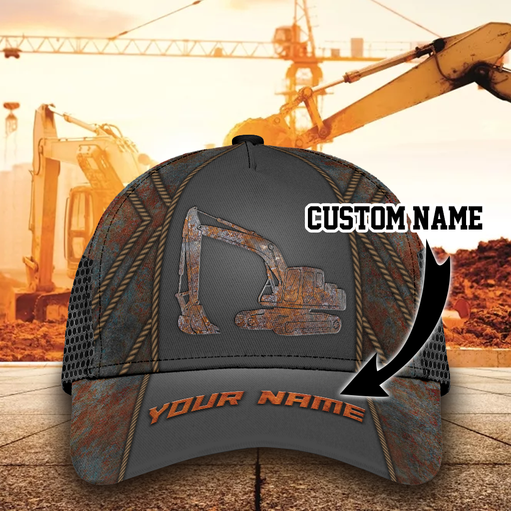 Personalized Excavator Heavy Equipment Cap, Baseball 3D All Over Printed Excavator Hat Cap Trucker Hats Custom Hats Gifts For Men & Women