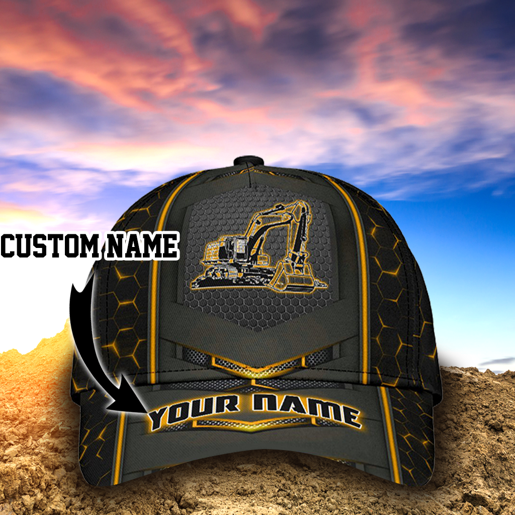 Personalized Excavator Heavy Equipment Cap Hat For Man And Women, Gift To Excavator Man Trucker Hats Custom Hats Gifts For Men & Women