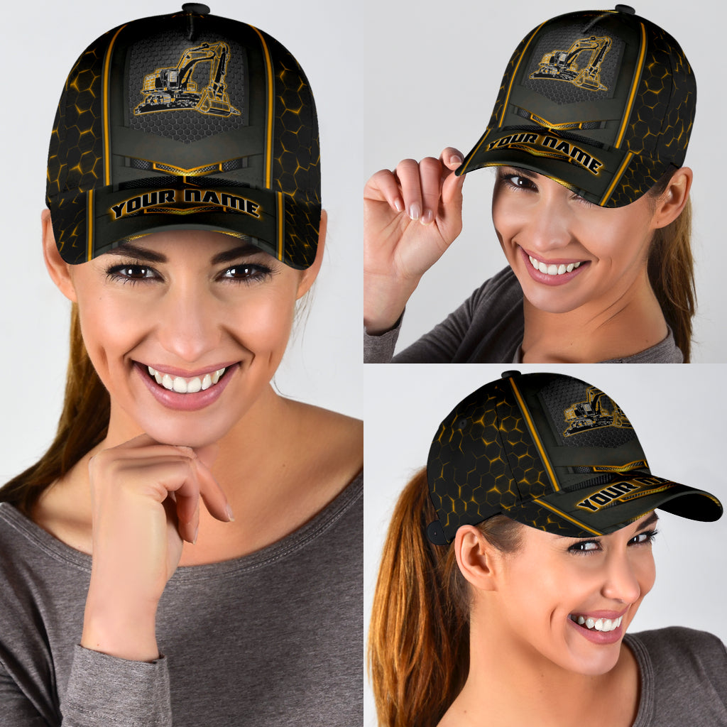 Personalized Excavator Heavy Equipment Cap Hat For Man And Women, Gift To Excavator Man Trucker Hats Custom Hats Gifts For Men & Women