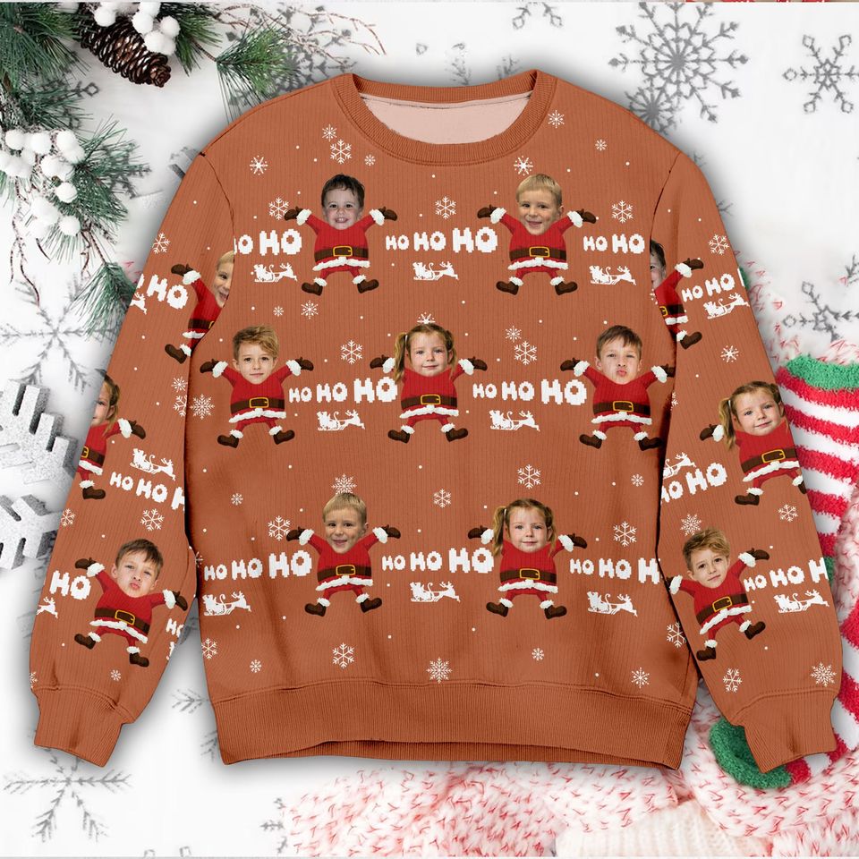 Personalized Face Christmas Ugly Sweater, Family Photo Ugly Sweater