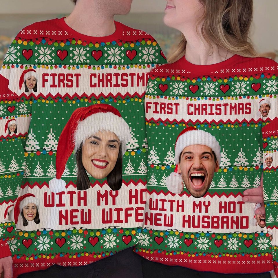 Personalized Face Love Couple Ugly Christmas Sweater