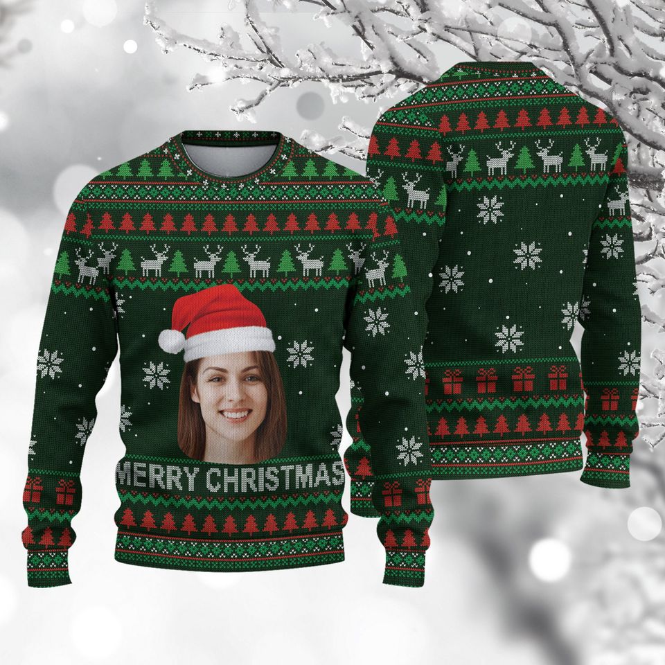 Personalized Face Photo Ugly Christmas Sweater - Image 2