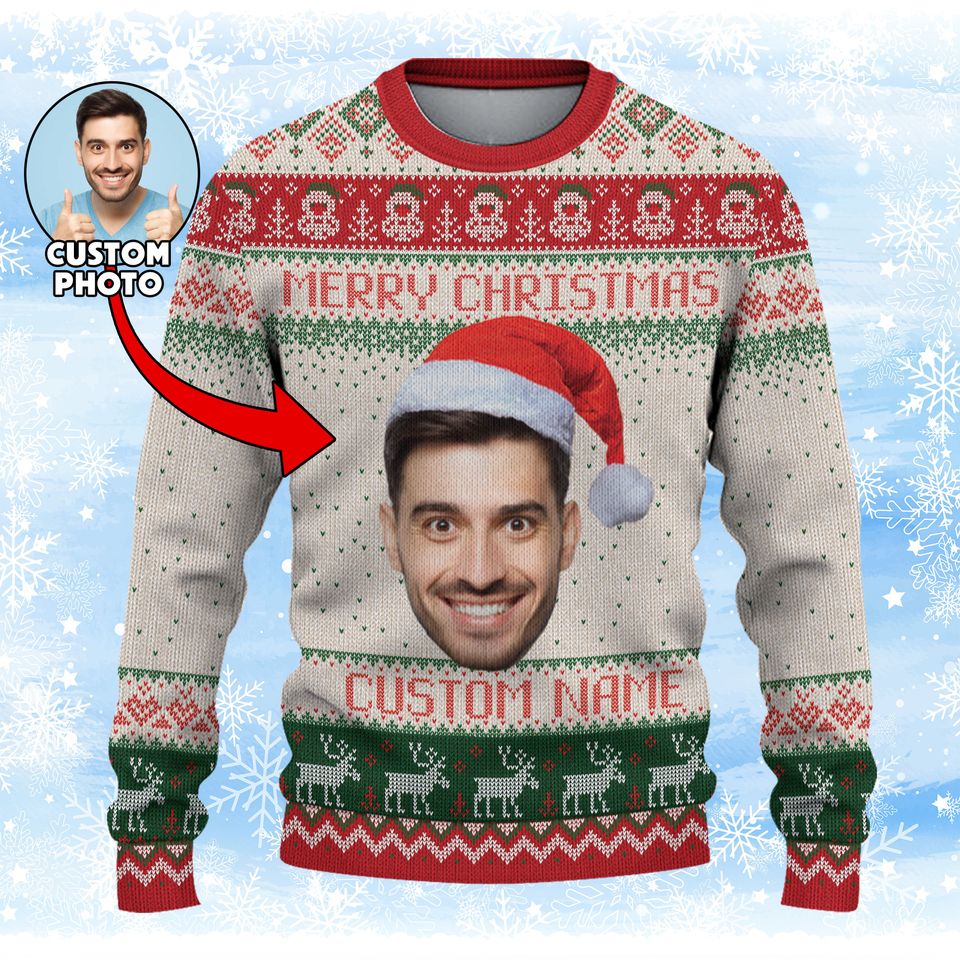 Personalized Face Sweater For Christmas Custom Ugly Christmas Sweater - Image 3