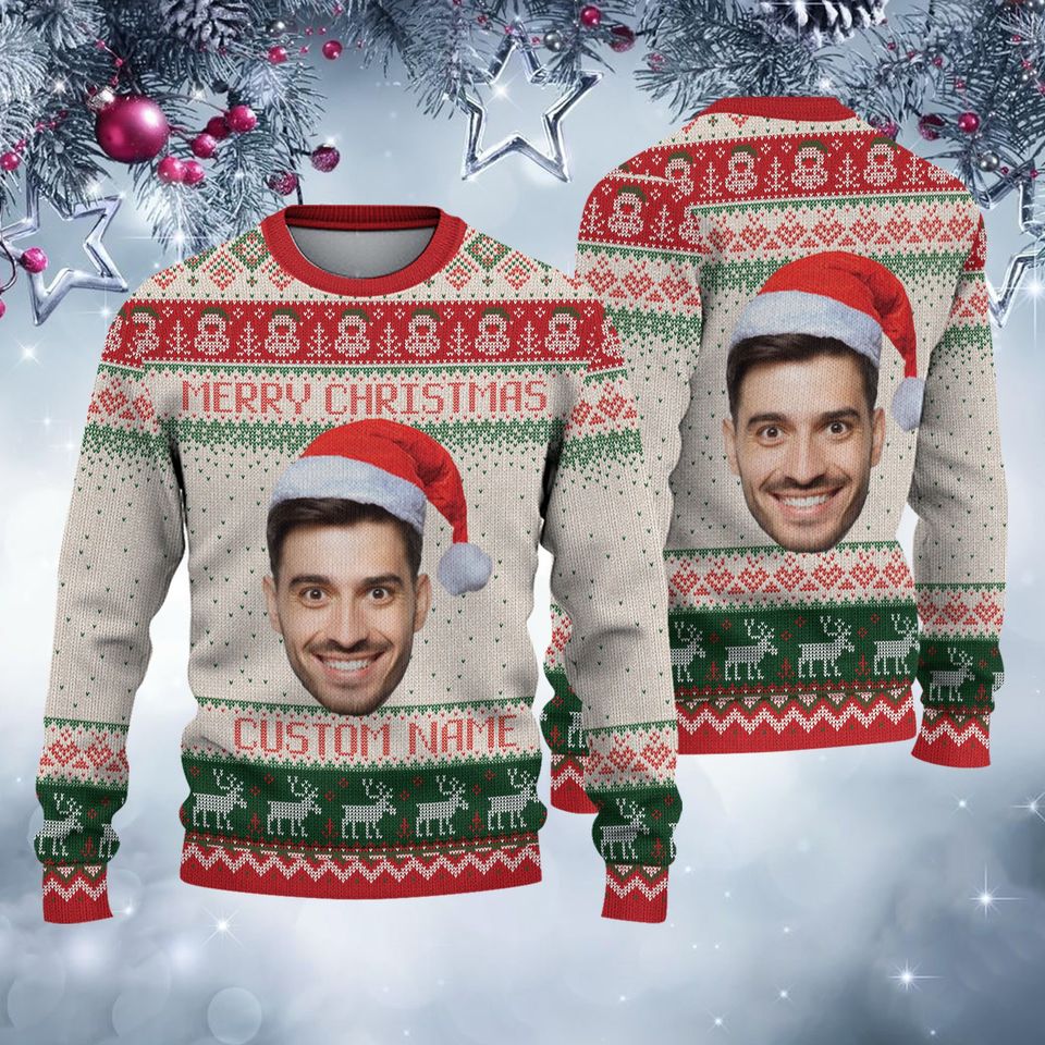 Personalized Face Sweater For Christmas Custom Ugly Christmas Sweater