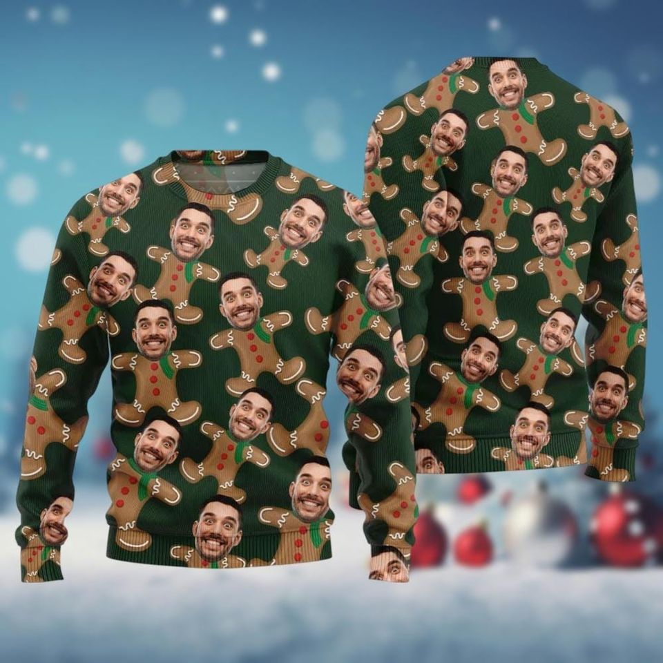 Personalized Face Ugly Christmas Sweater, Custom 2024 Xmas Sweater