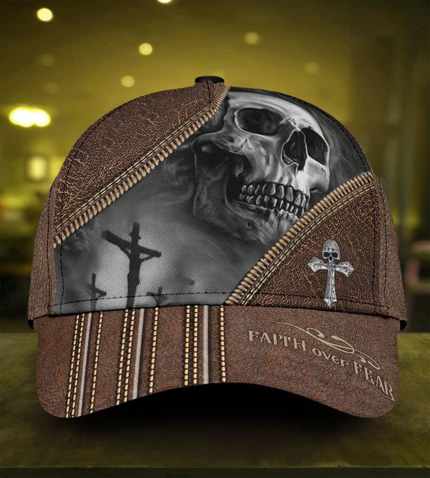 Personalized Faith Over Fear Jesus Christ Cap 3D All Over Prints Hat for Christian Trucker Hats Custom Hats Gifts For Men & Women