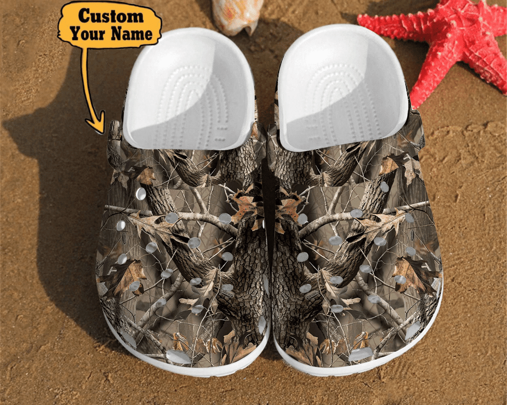 Personalized Fall - Fall Tree Leaves Pattern Hunting Camo Gift Clog Shoes For Men And Women