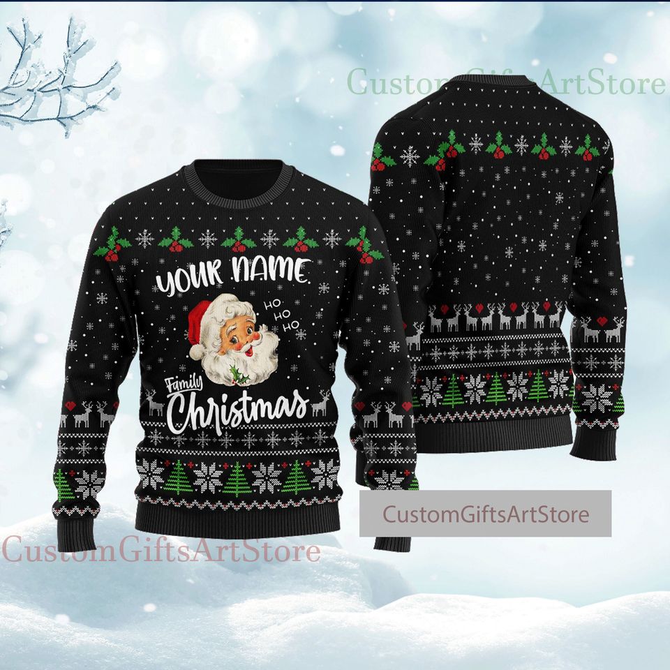 Personalized Family Name Ugly Christmas Sweater