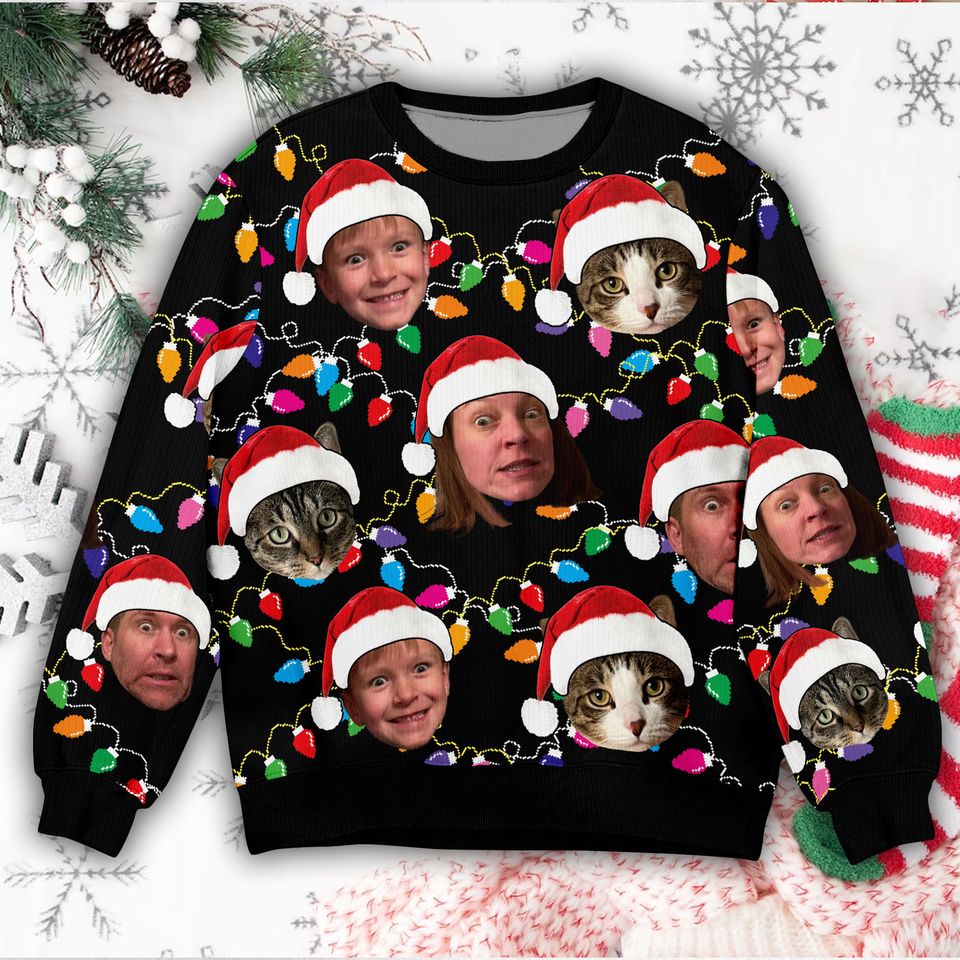 Personalized Family Photo Ugly Christmas Sweater