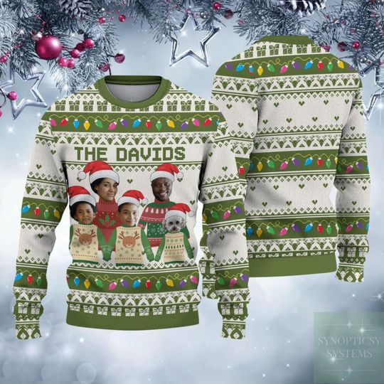 Personalized Family Photo Ugly Sweater, Custom Face Christmas Family Xmas Leds - Image 12