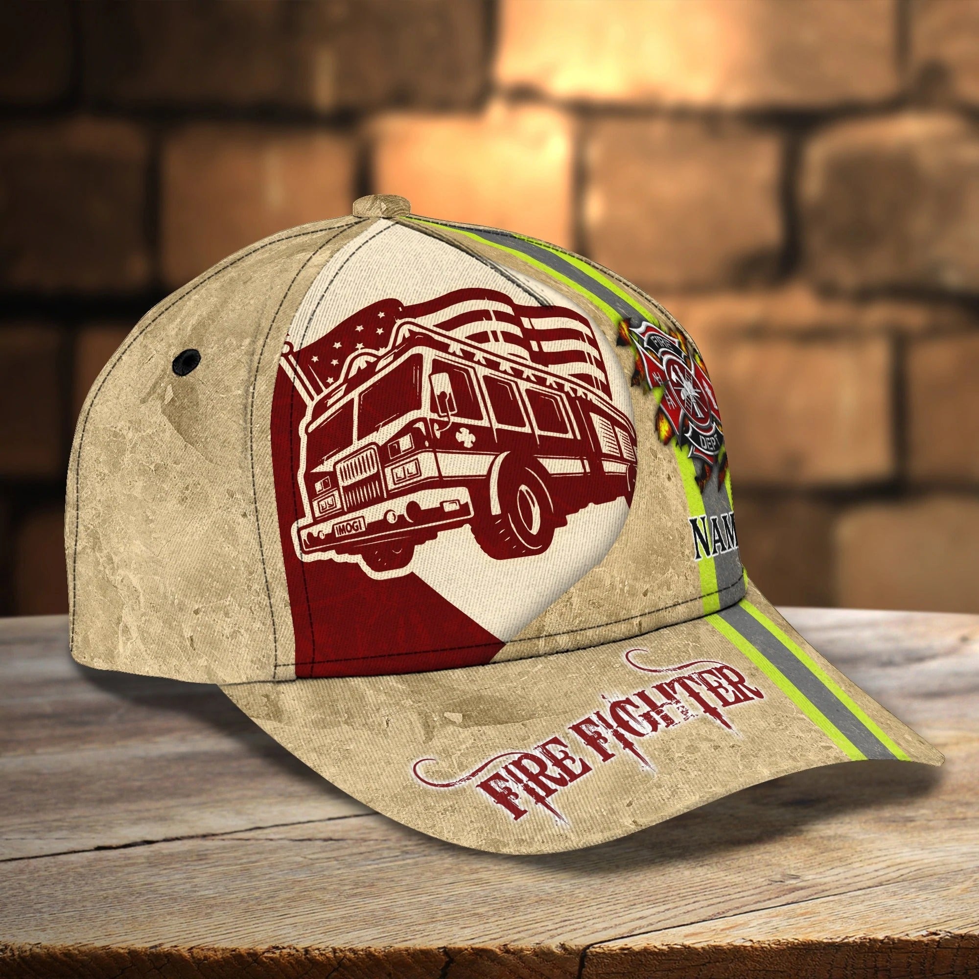 Personalized Firefighter 3D Full Print Baseball Cap Hat, Fire Man Cap Hat, Gift To Fireman Husband Trucker Hats Custom Hats Gifts For Men & Women