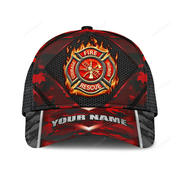 Personalized Firefighter Camo Classic Cap, Gift for Firefighter Trucker Hats Custom Hats Gifts For Men & Women