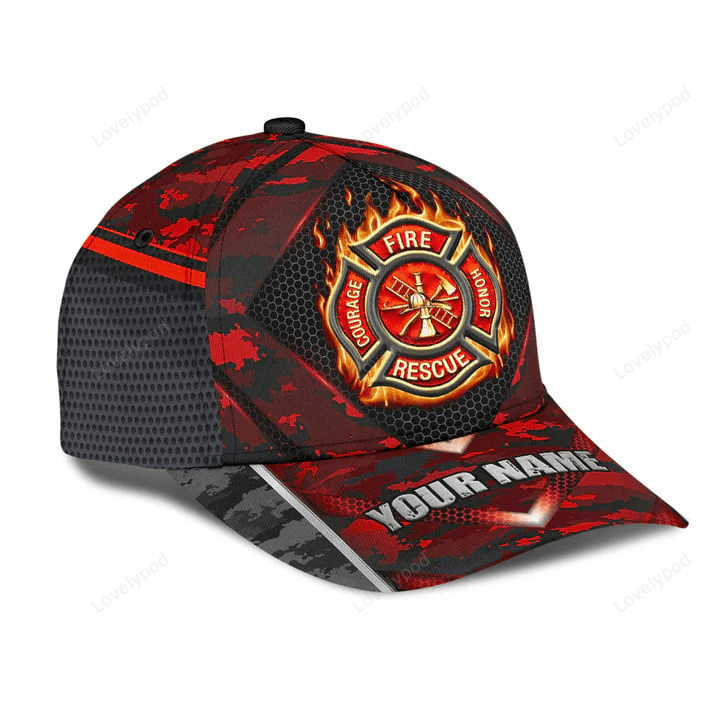 Personalized Firefighter Camo Classic Cap, Gift for Firefighter Trucker Hats Custom Hats Gifts For Men & Women