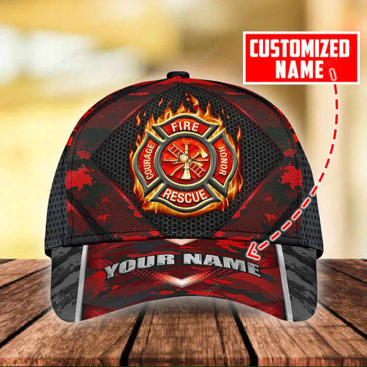 Personalized Firefighter Camo Classic Cap, Gift for Firefighter Trucker Hats Custom Hats Gifts For Men & Women