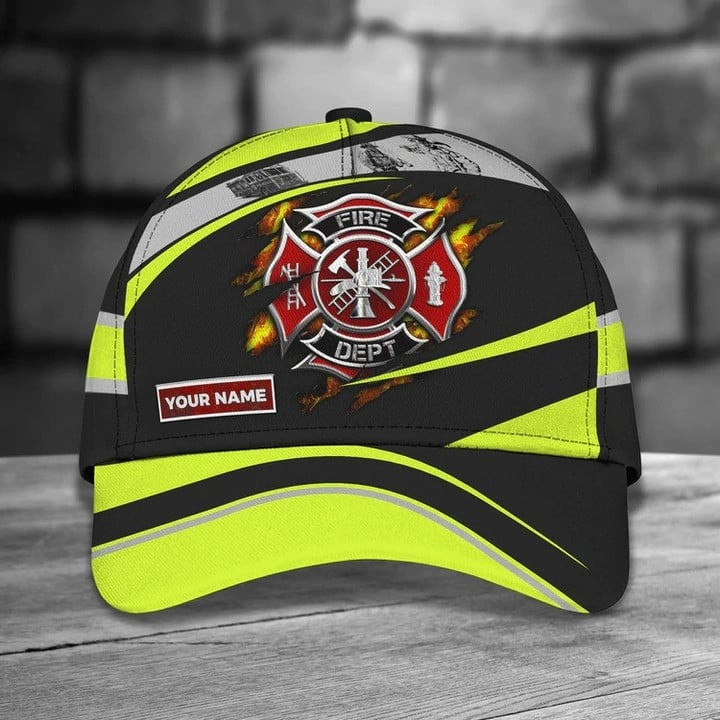 Personalized Firefighter Cap for Dad, Firefighter Classic Cap 3D All Over Printed for Firefighter's Day Trucker Hats Custom Hats Gifts For Men & Women