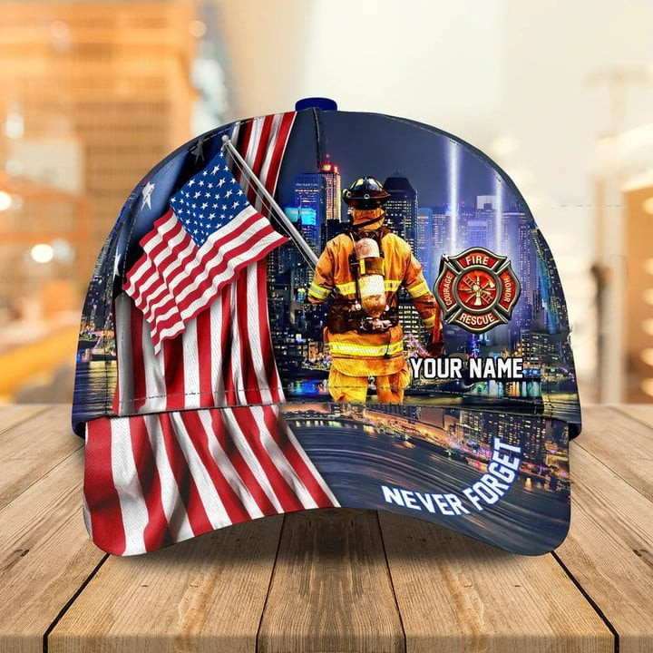 Personalized Firefighter Cap for Dad, Firefighter Classic Cap 3D All Over Printed for Firefighter's Day Trucker Hats Custom Hats Gifts For Men & Women