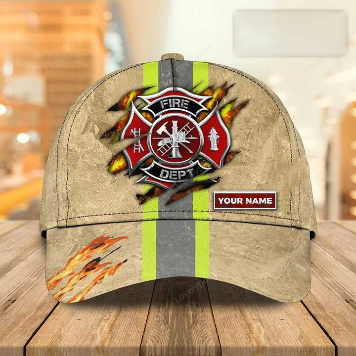 Personalized Firefighter Cap for Dad, Firefighter Classic Cap for Firefighter's Day Trucker Hats Custom Hats Gifts For Men & Women