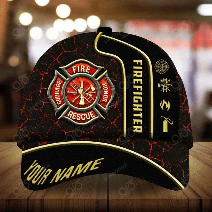 Personalized Firefighter Cap for Dad, Firefighter Classic Cap for Firefighter's Day Trucker Hats Custom Hats Gifts For Men & Women