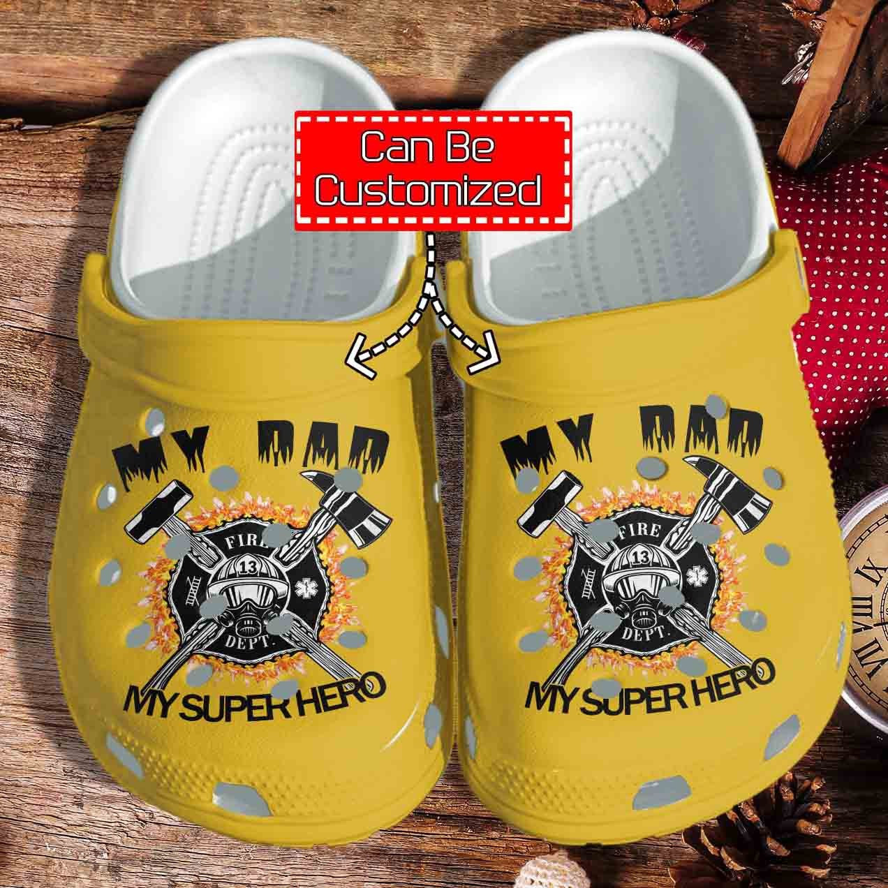 Personalized Firefighter Dad Gift For Father clog Shoes Fathers Custom