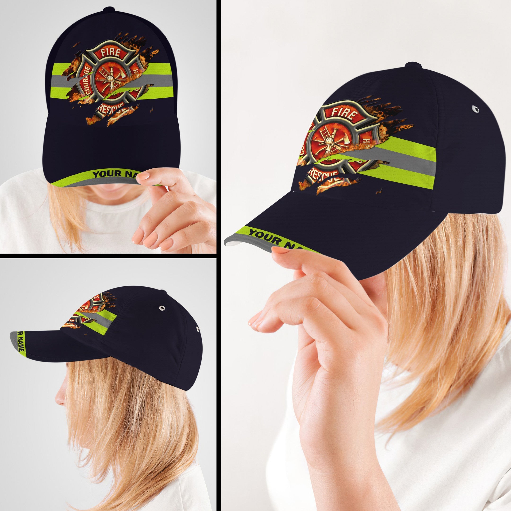 Personalized Firefighter Fire Logo Hat Classic Cap Trucker Hats Custom Hats Gifts For Men & Women