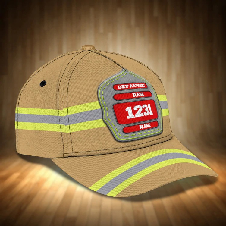 Personalized Firefighter Hat, Custom Department, Your Rank Firefighter Classic Cap for Man Trucker Hats Custom Hats Gifts For Men & Women