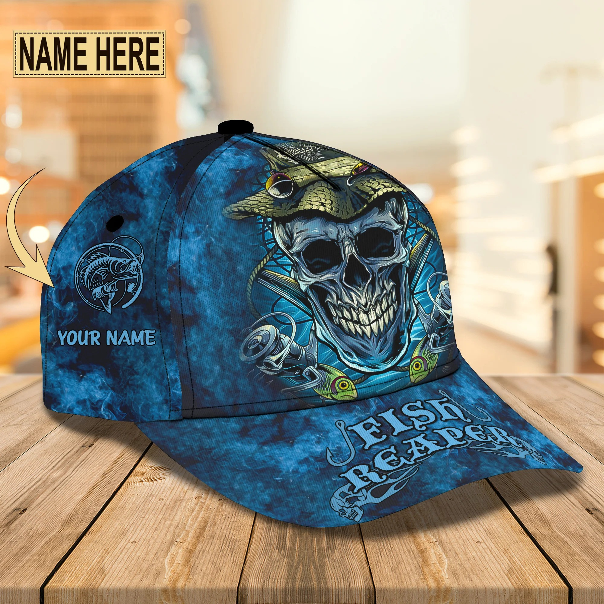 Personalized Fishing Cap, Bass Fishing Classic Hat, Personalize Name Cap, Gift for Dad, Fisherman Trucker Hats Custom Hats Gifts For Men & Women