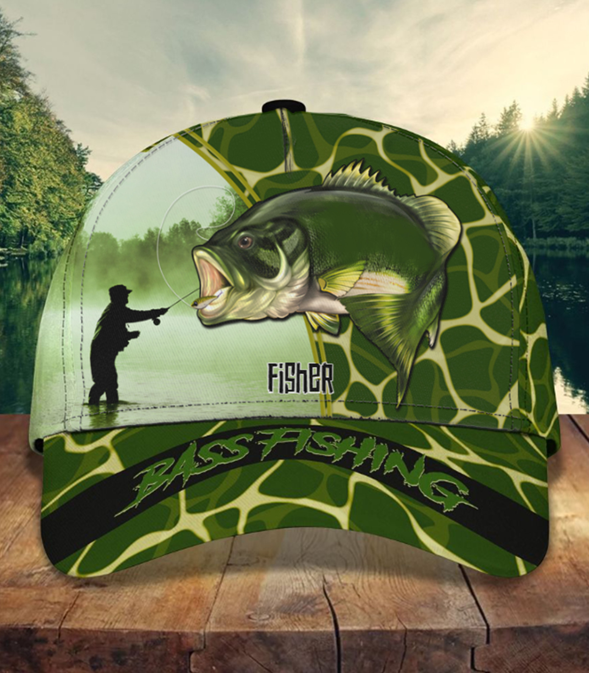 Personalized Fishing Cap, Bass Fishing Classic Hat, Personalize Name Cap, Gift for Dad, Fisherman Trucker Hats Custom Hats Gifts For Men & Women