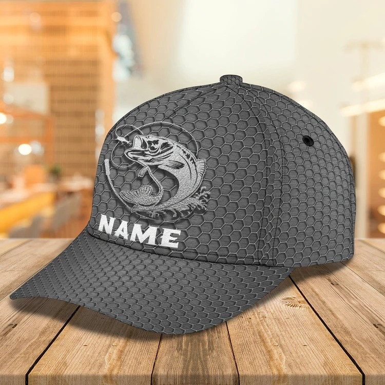 Personalized Fishing Cap for Dad, 3D Classic Cap All Over Print for Fishing Lovers Trucker Hats Custom Hats Gifts For Men & Women