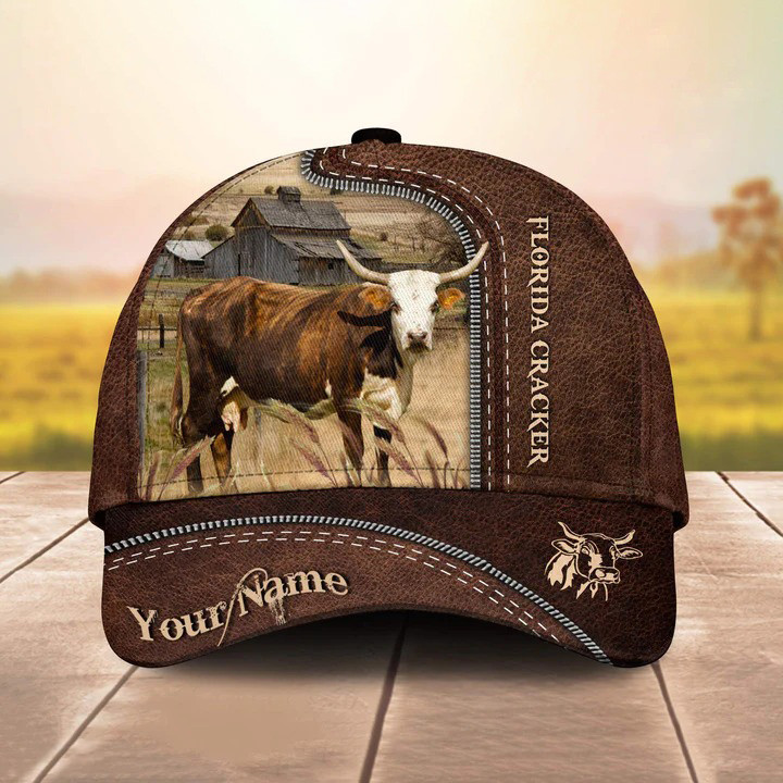 Personalized Florida Cracker Cattle Hats 3D Retro Cap for Farmers, Men Trucker Hats Custom Hats Gifts For Men & Women