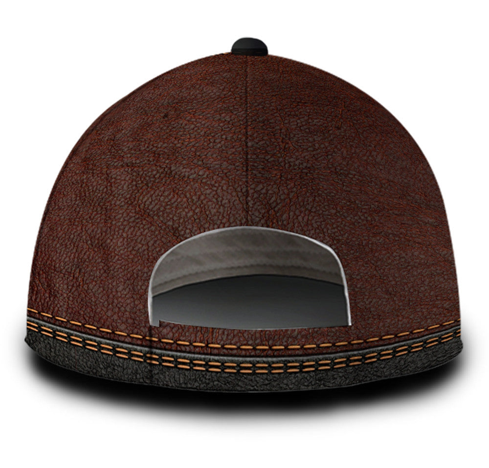 Personalized Footprint Boxer Dog Leather Hat Classic Cap Trucker Hats Custom Hats Gifts For Men & Women