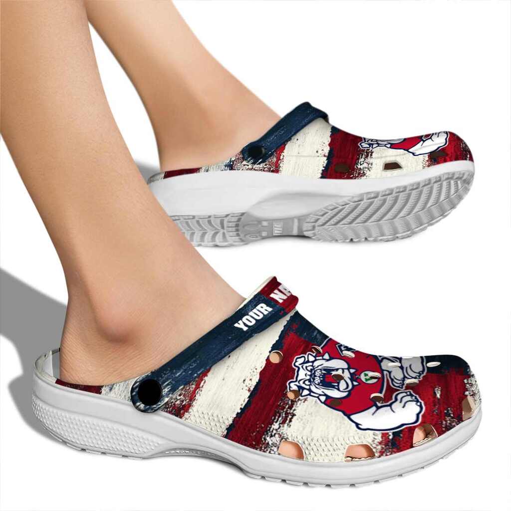 Personalized Fresno State Bulldogs Patriotic Stripes ClogTVC1801694 - Image 2