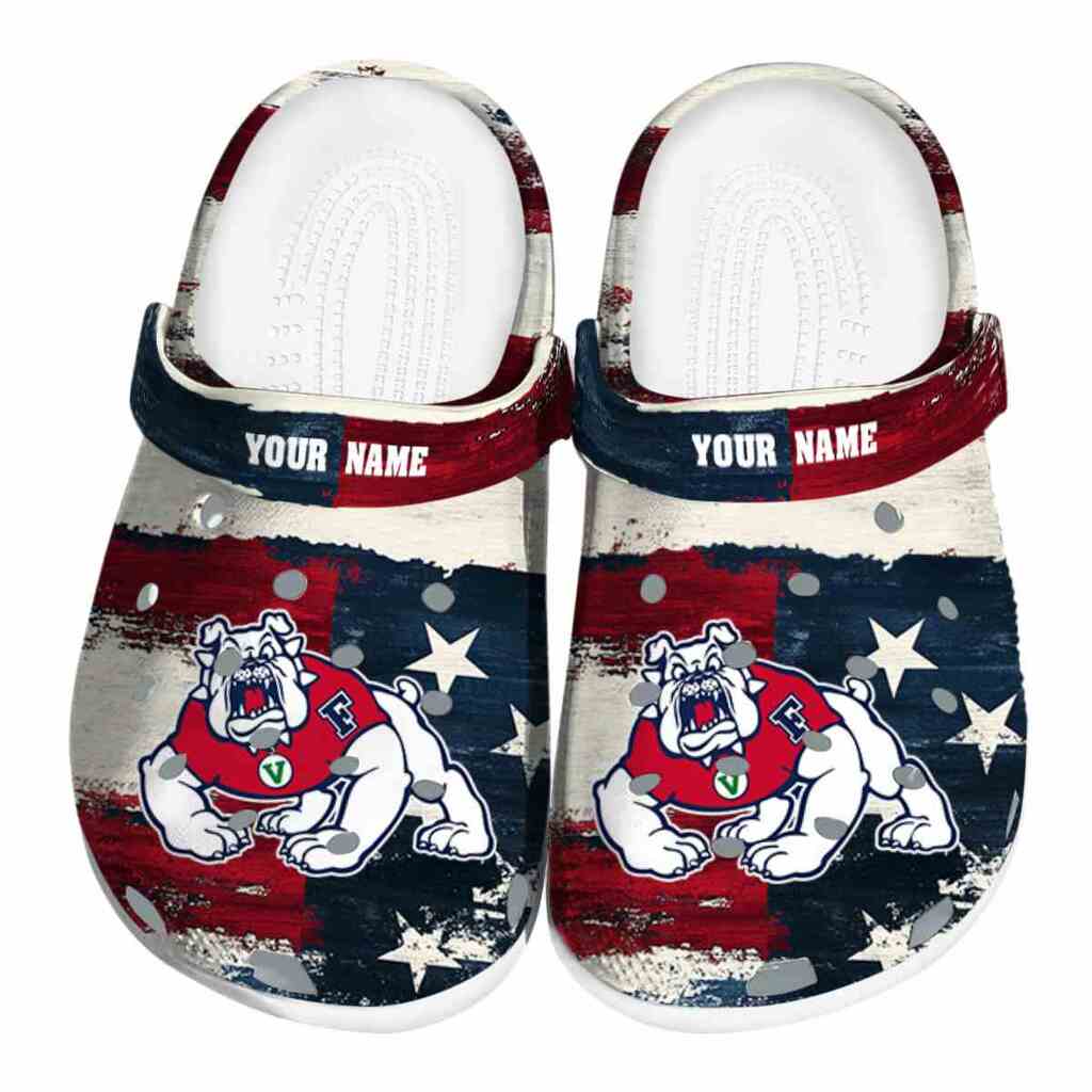 Personalized Fresno State Bulldogs Patriotic Stripes ClogTVC1801694
