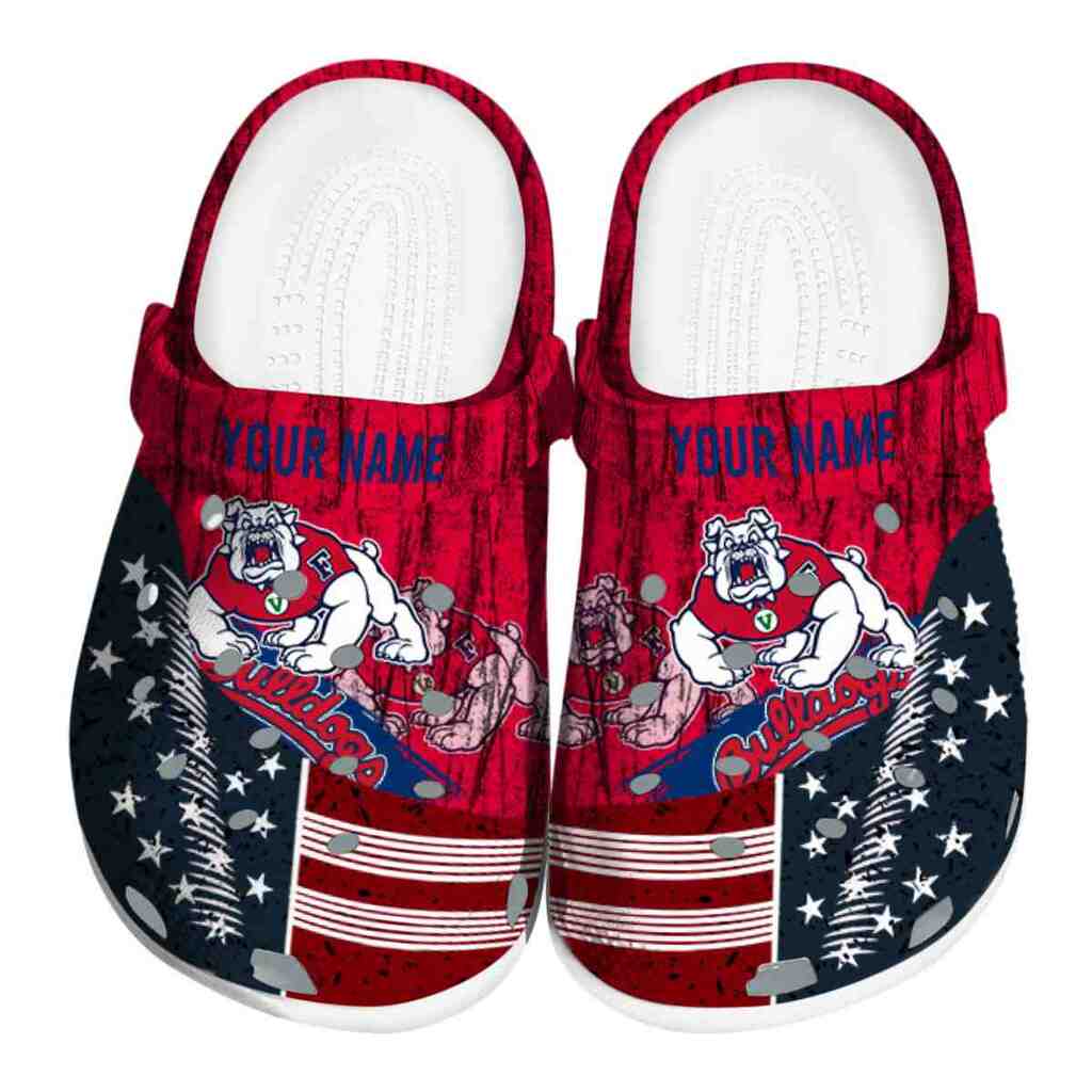 Personalized Fresno State Bulldogs Star-Spangled Side Pattern ClogTVC1801723
