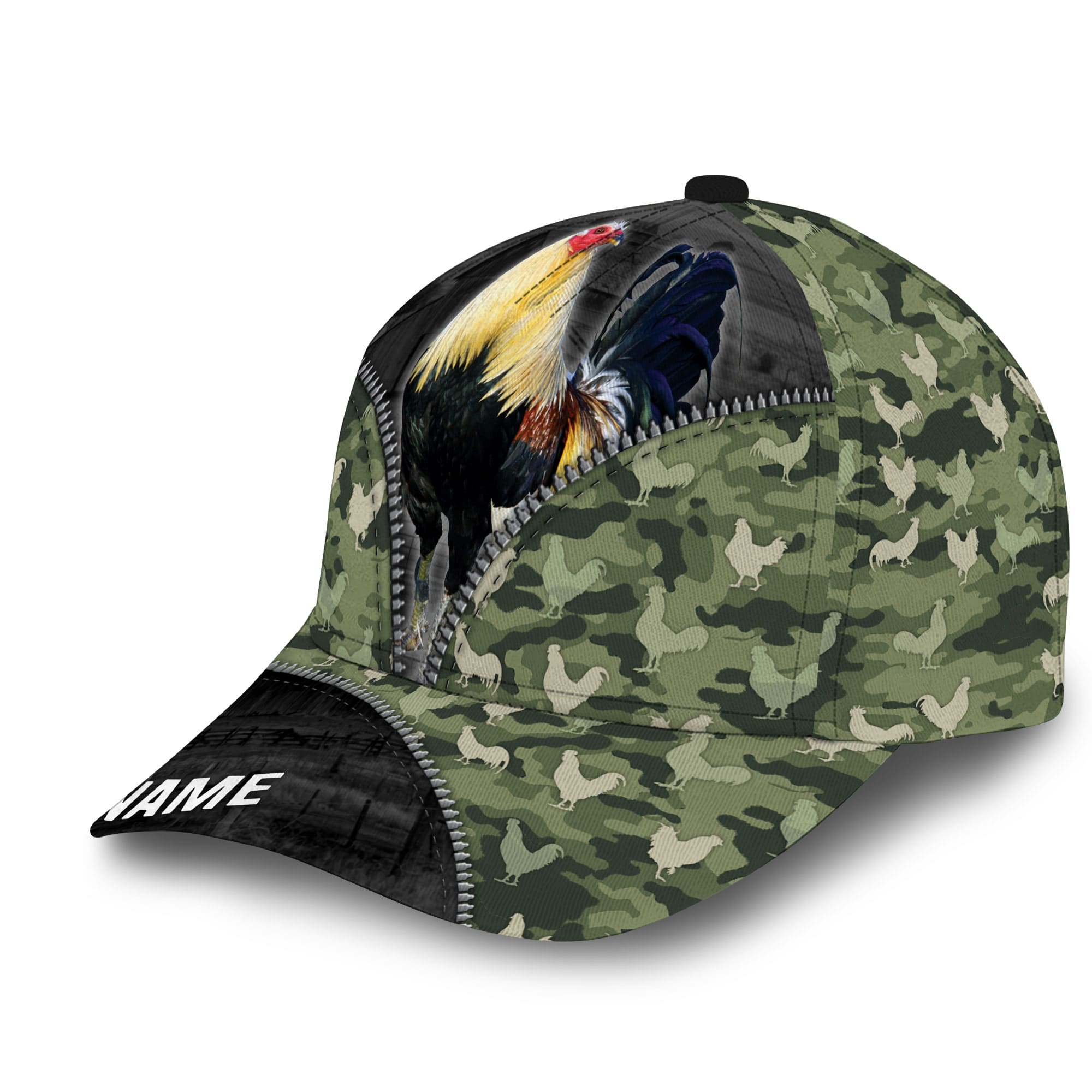 Personalized Full Printed 3D Hat Premium Unique Cap Camo Pattern Rooster, Chicken Cap Hat, Gift To Rooster Lover Trucker Hats Custom Hats Gifts For Men & Women