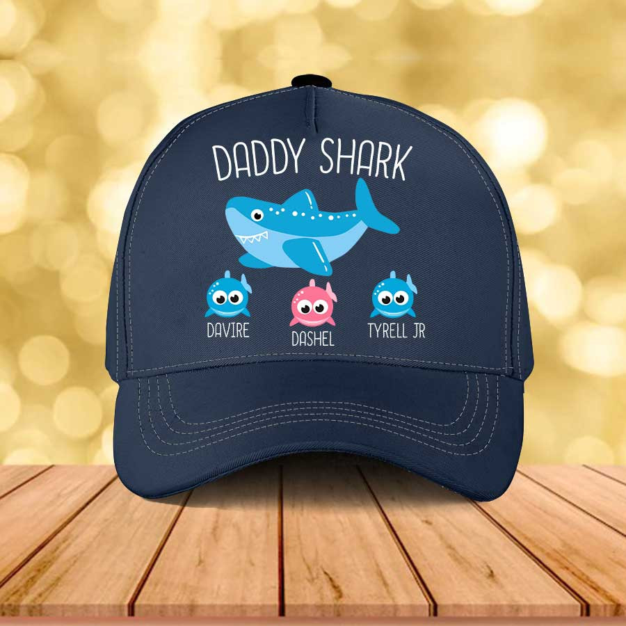 Personalized Funny Daddy Shark Classic Cap for Dad, Shark Doo Doo Father's Day Hat Trucker Hats Custom Hats Gifts For Men & Women