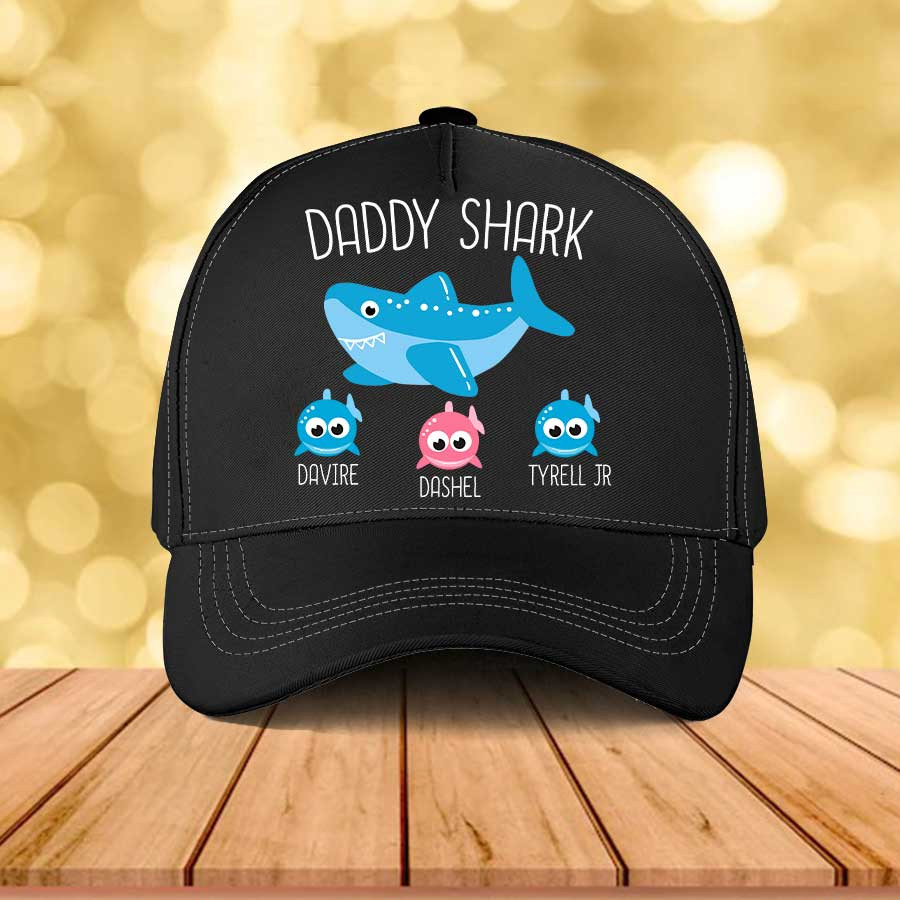 Personalized Funny Daddy Shark Classic Cap for Dad, Shark Doo Doo Father's Day Hat Trucker Hats Custom Hats Gifts For Men & Women