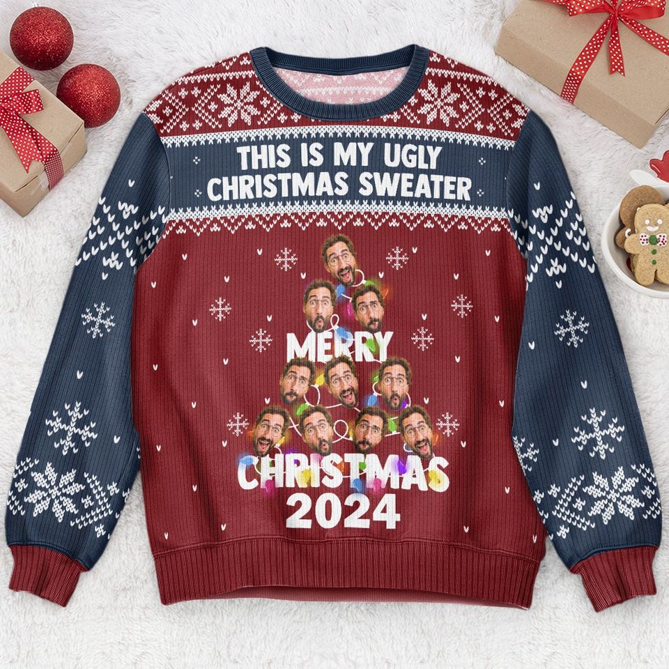Personalized Funny Photo Ugly Sweater, This Is My Ugly Christmas Sweater