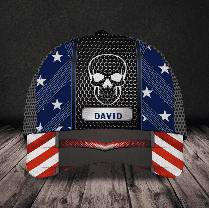 Personalized Funny Skull Fire Classic Cap for Men, Skull Hat for Skull Lovers Trucker Hats Custom Hats Gifts For Men & Women