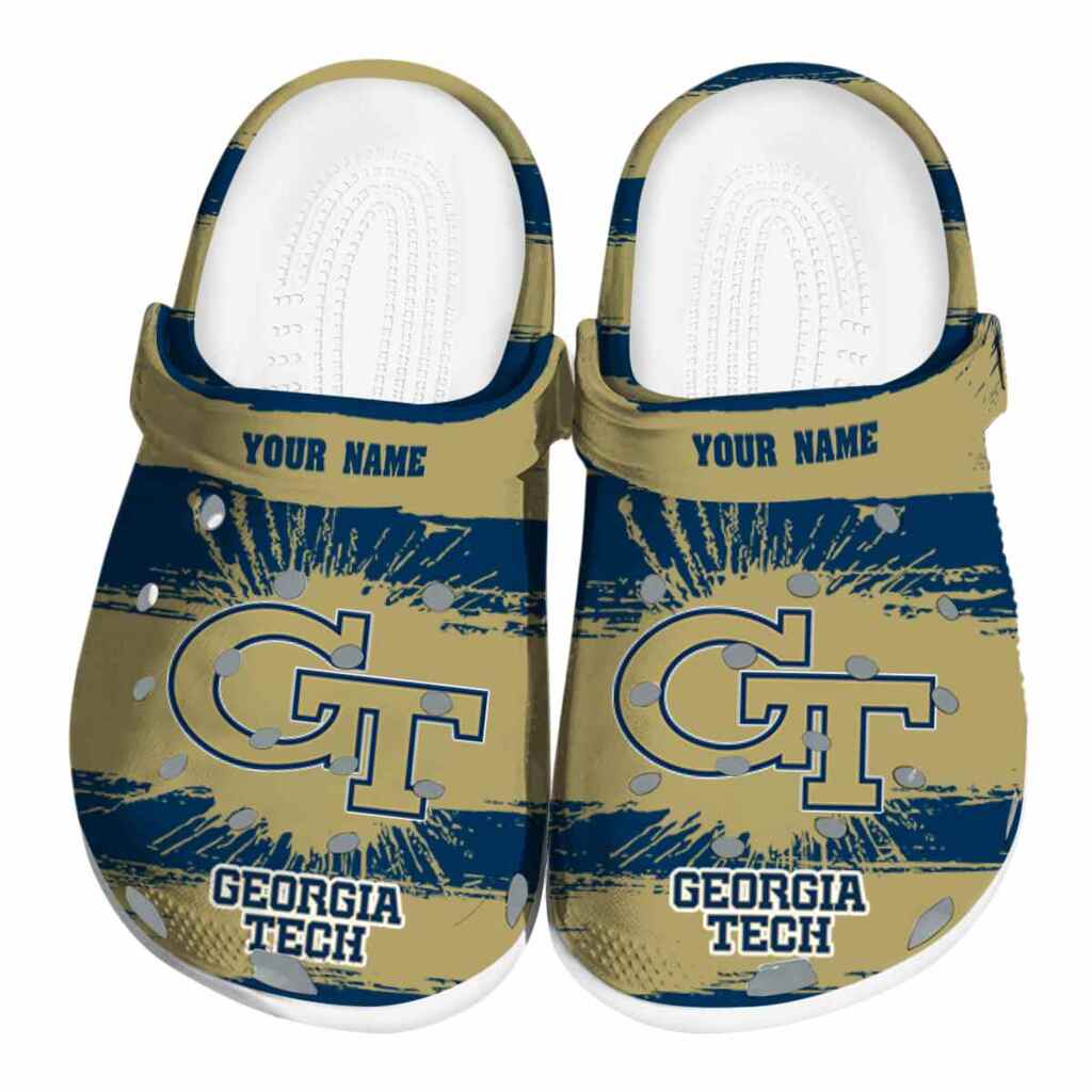 Personalized Georgia Tech Yellow Jackets Paint Splatter Graphics ClogTVC1801721