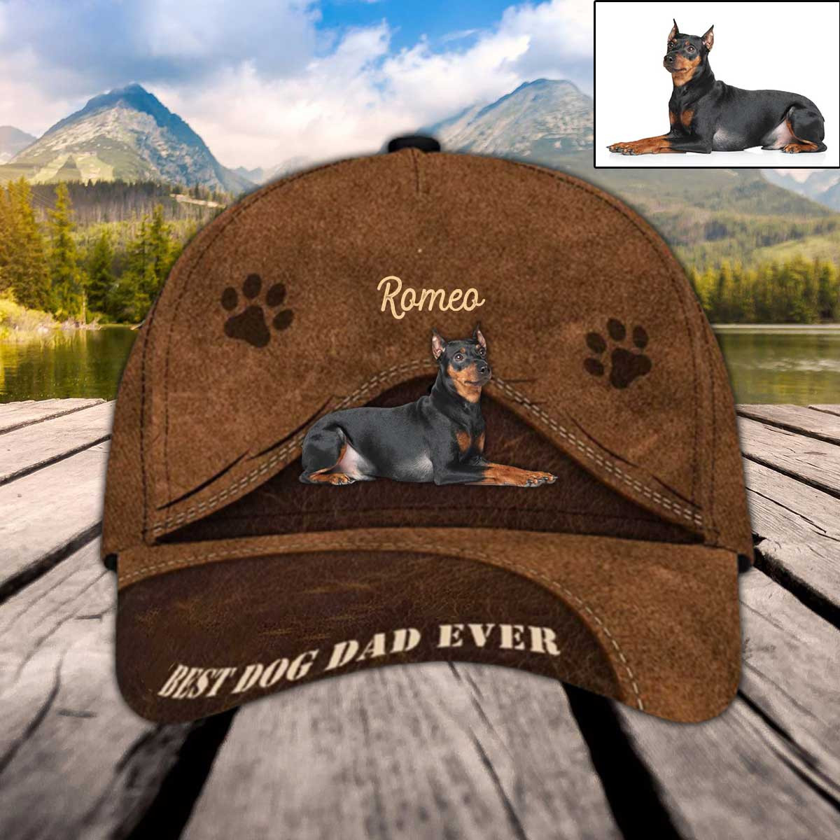 Personalized German Pinscher Hat, Custom Photo German Pinscher 3D Cap Trucker Hats Custom Hats Gifts For Men & Women