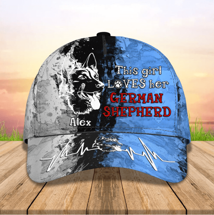 Personalized German Shepherd Dog 3D Classic Cap, Dog Lover Hat, Custom Name for Men, Women, German Shepherd Lovers Trucker Hats Custom Hats Gifts For Men & Women