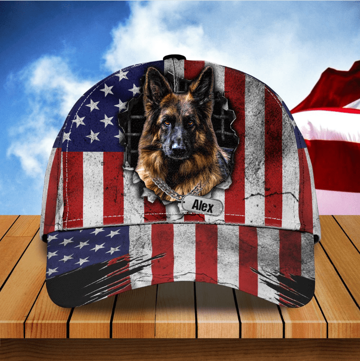 Personalized German Shepherd Dog 3D Classic Cap, Dog Lover Hat, Custom Name for Men, Women, German Shepherd Lovers Trucker Hats Custom Hats Gifts For Men & Women