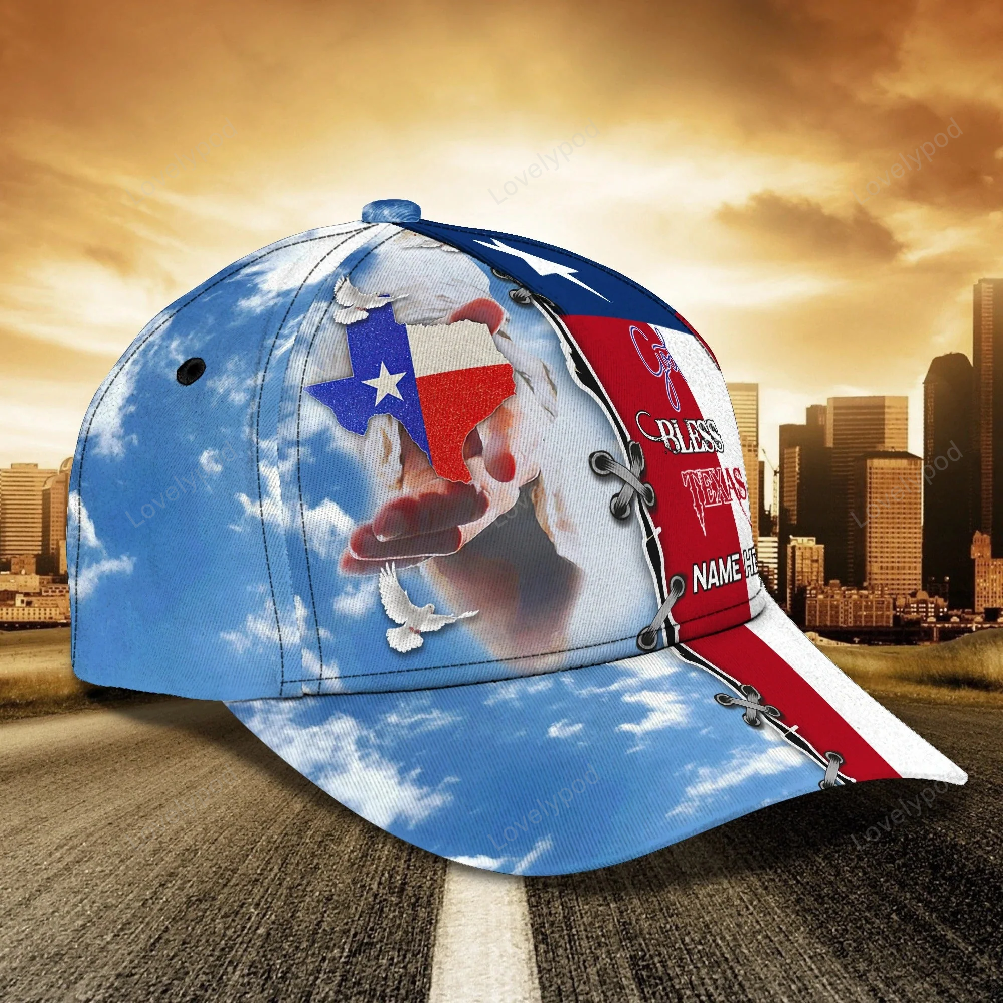 Personalized God Bless Texas 3D Full Print Baseball Cap, Texas American Pride Cap Hat, Texas Cap Hat Trucker Hats Custom Hats Gifts For Men & Women