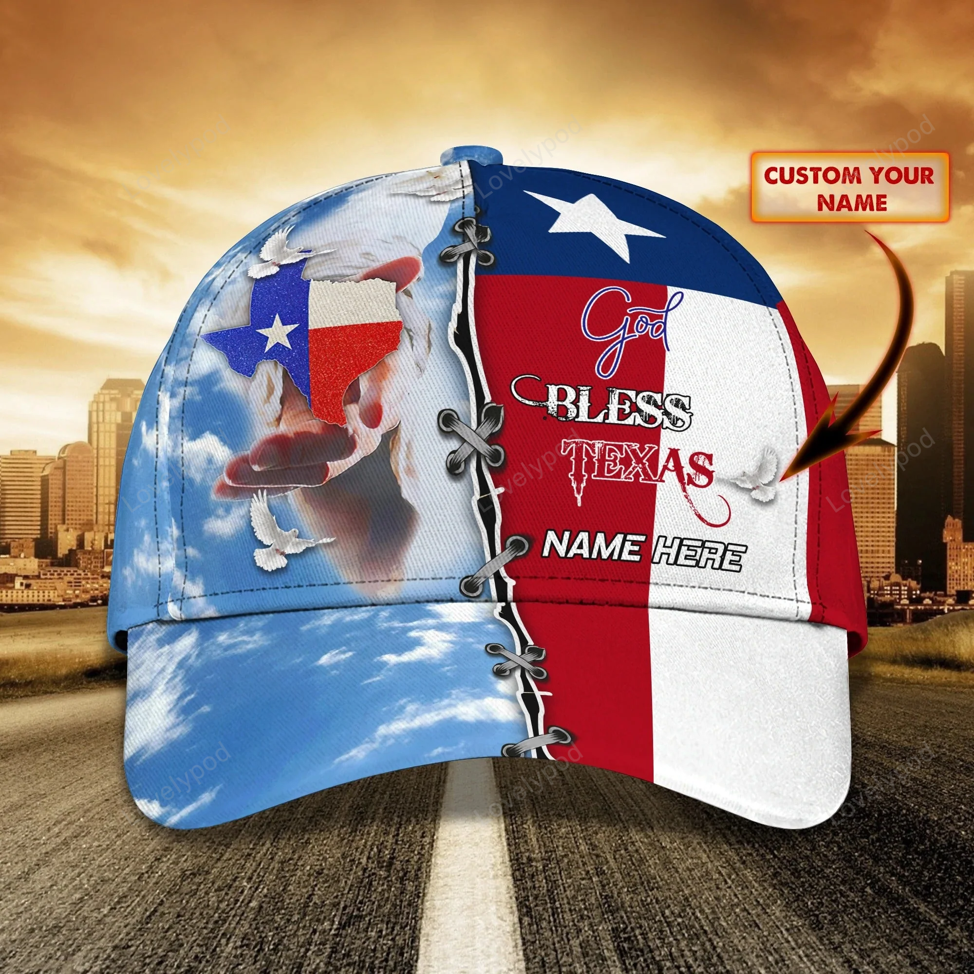 Personalized God Bless Texas 3D Full Print Baseball Cap, Texas American Pride Cap Hat, Texas Cap Hat Trucker Hats Custom Hats Gifts For Men & Women