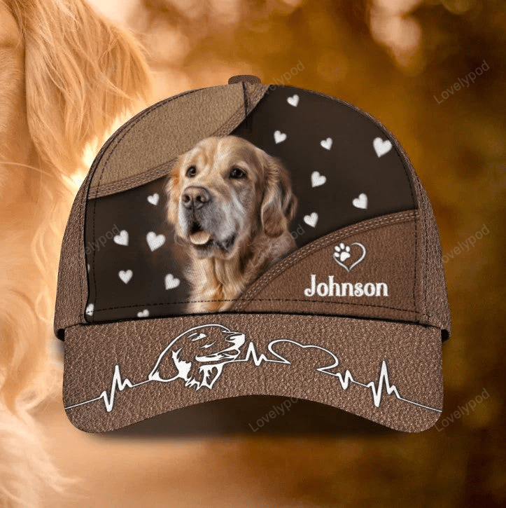 Personalized Golden Retriever Cap 3D All Over Prints for Pet Lovers, Cute Pet Cap for Her Trucker Hats Custom Hats Gifts For Men & Women
